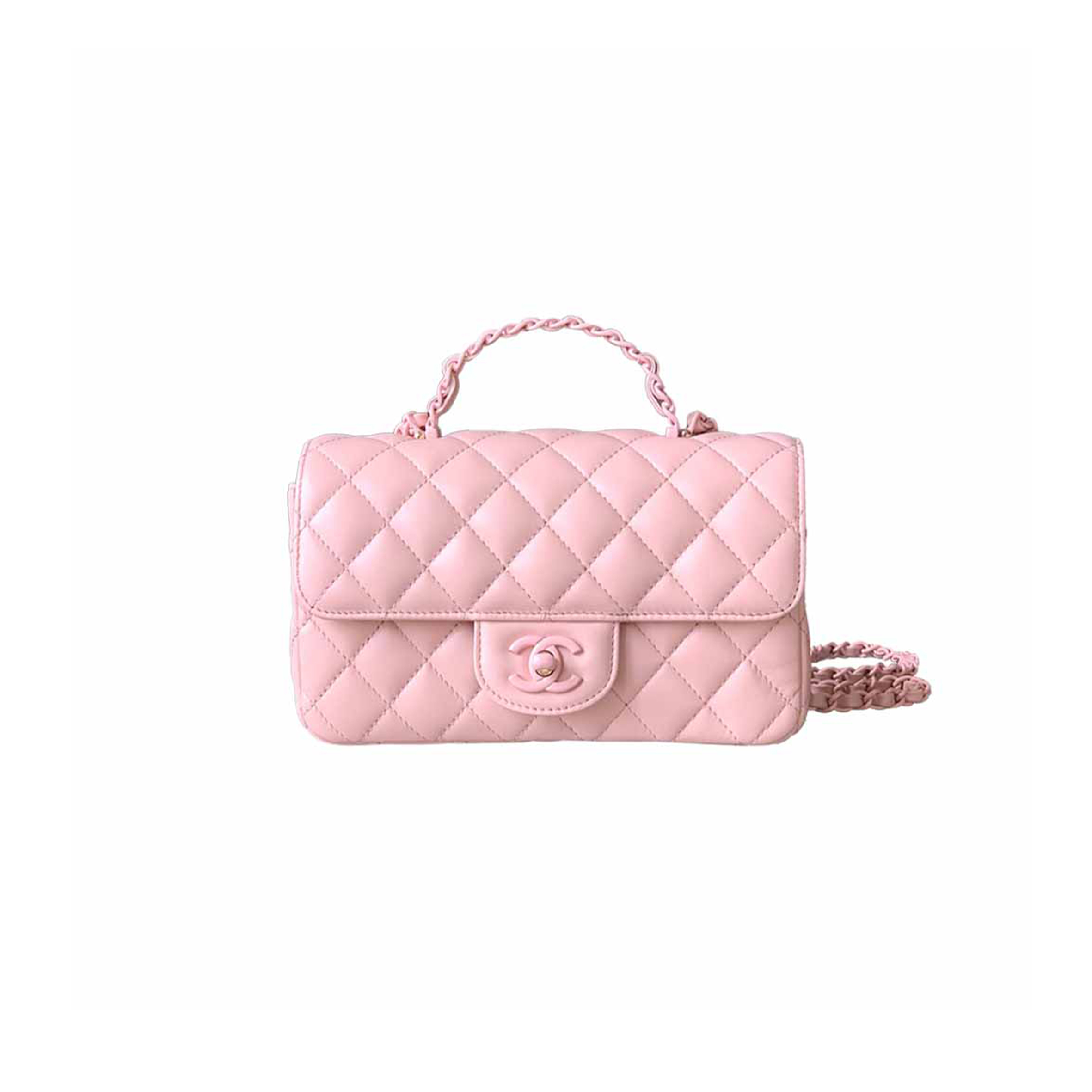 Ch*el mini flap bag with top handle as5243 (20*12.5*6cm)